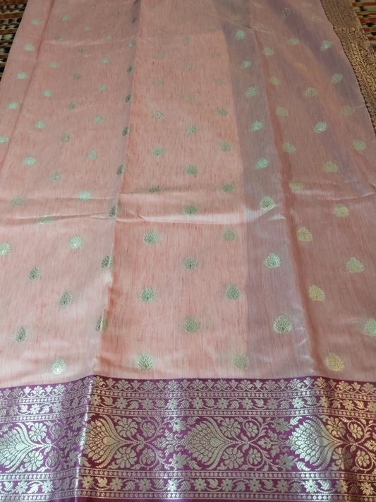 Pink & Magenta Cotton Silk Saree with Zari Buta