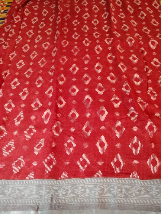 Maroon & Ash Organic Linen Saree