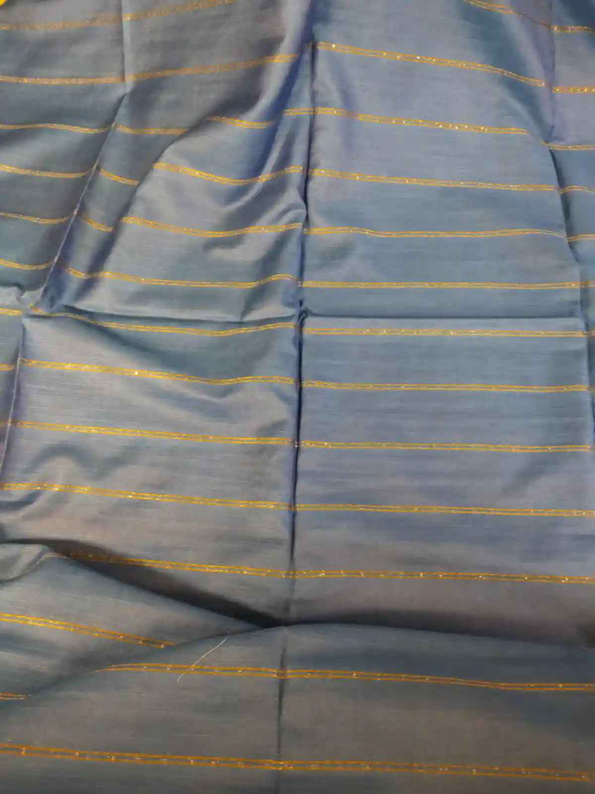 Pastel Blue & Orange Cotton Viscose Saree