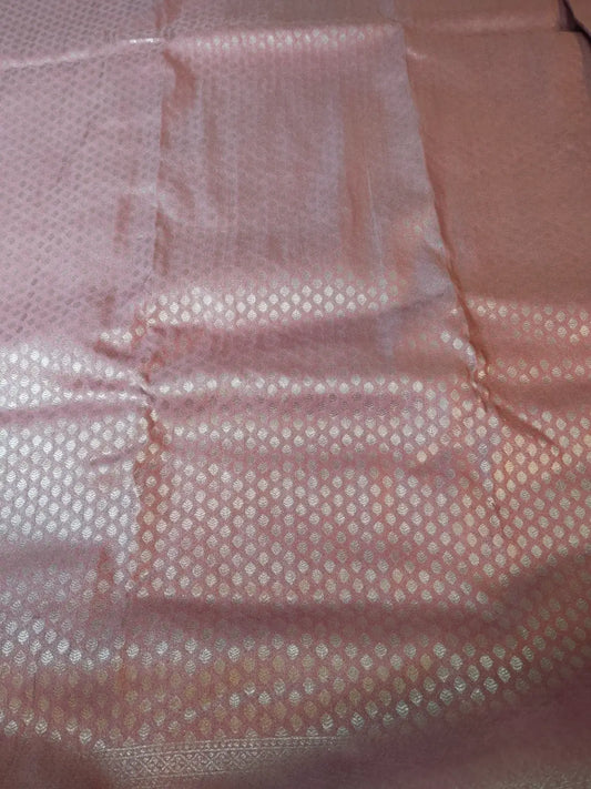 Onion Pink Soft Silk Saree with Silver Zari Work