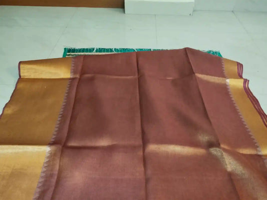 Dark Pink Zari Linen Sare