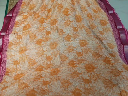 Light Orange Cotton Saree