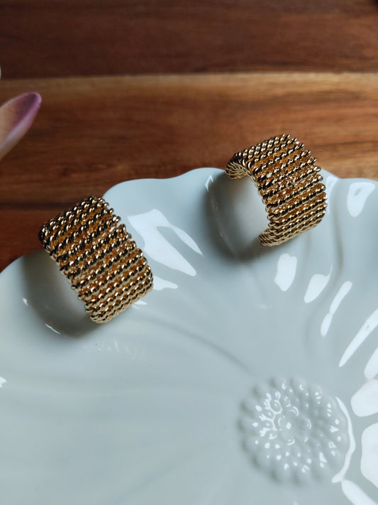 18K Gold Plated Chain Link Half Hoop Earrings