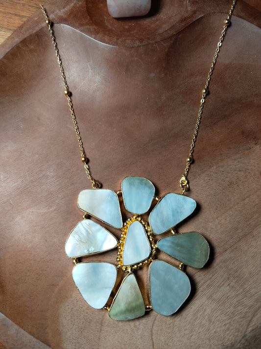Mother of Pearl Sun Pendant Chain