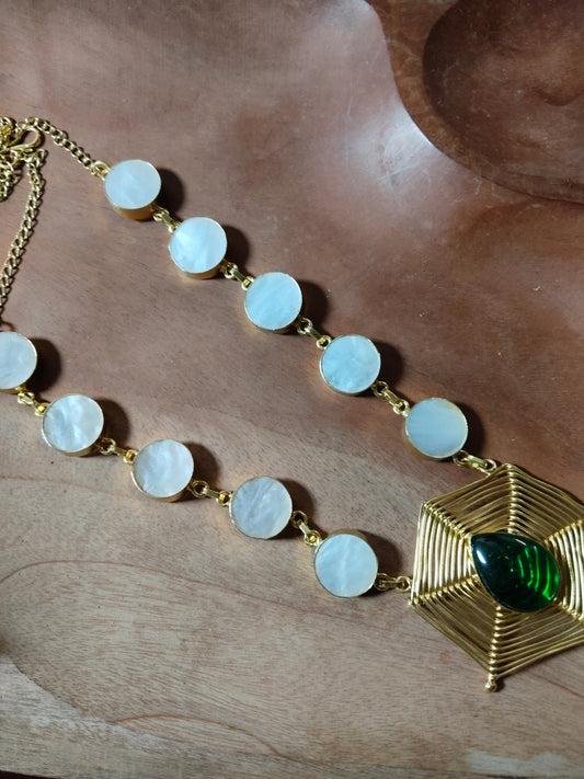 Green Gold Polished Handmade Necklace