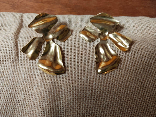 Gold Tone Abstract Cross Studs