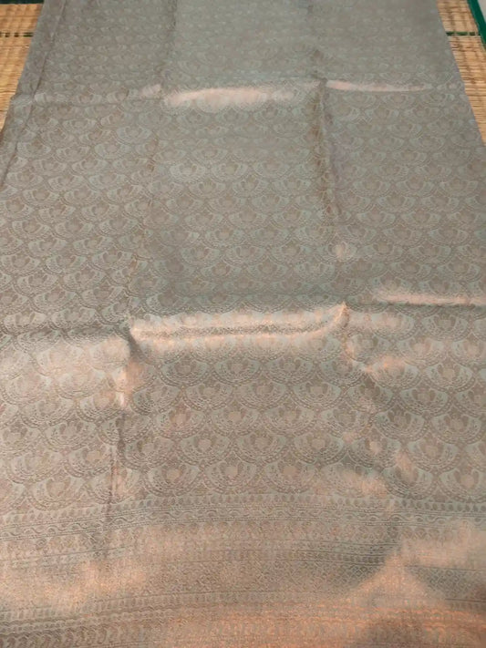 Pastel Blue Kubera Pattu Soft Silk Saree with Copper Zari Work