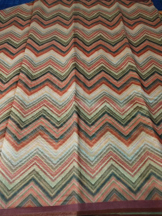 Multi Color Linen Saree with Kalamkari Design