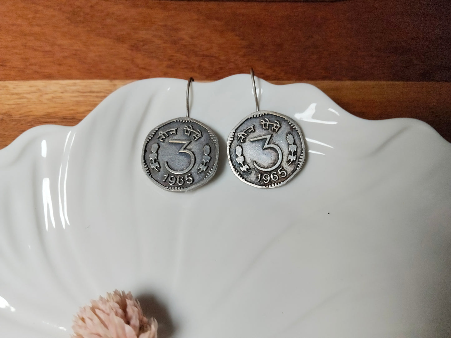 Silver 3 Paise Earrings