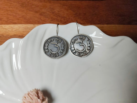 Silver 3 Paise Earrings