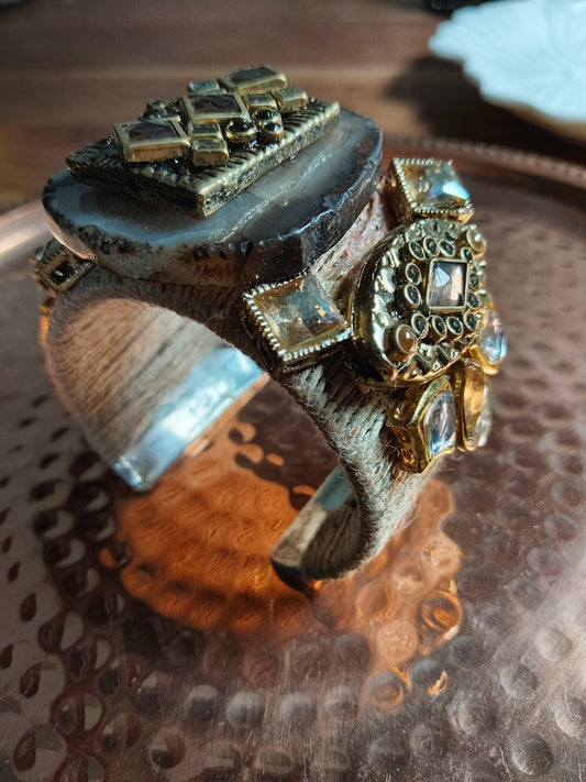 Brown Stones & Jute Handcuff