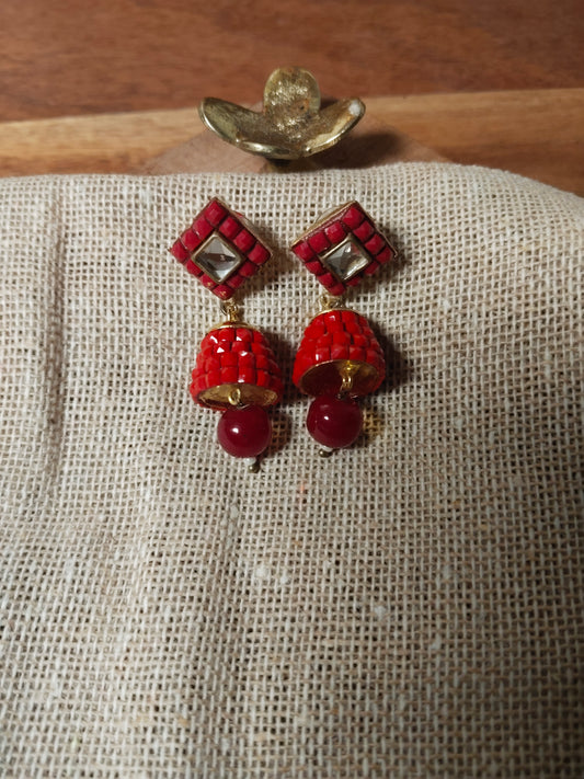 Red Pachi Handmade Earrings