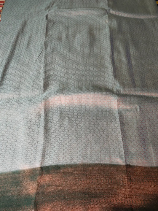 Green Soft Silk Saree with Copper Zari Work