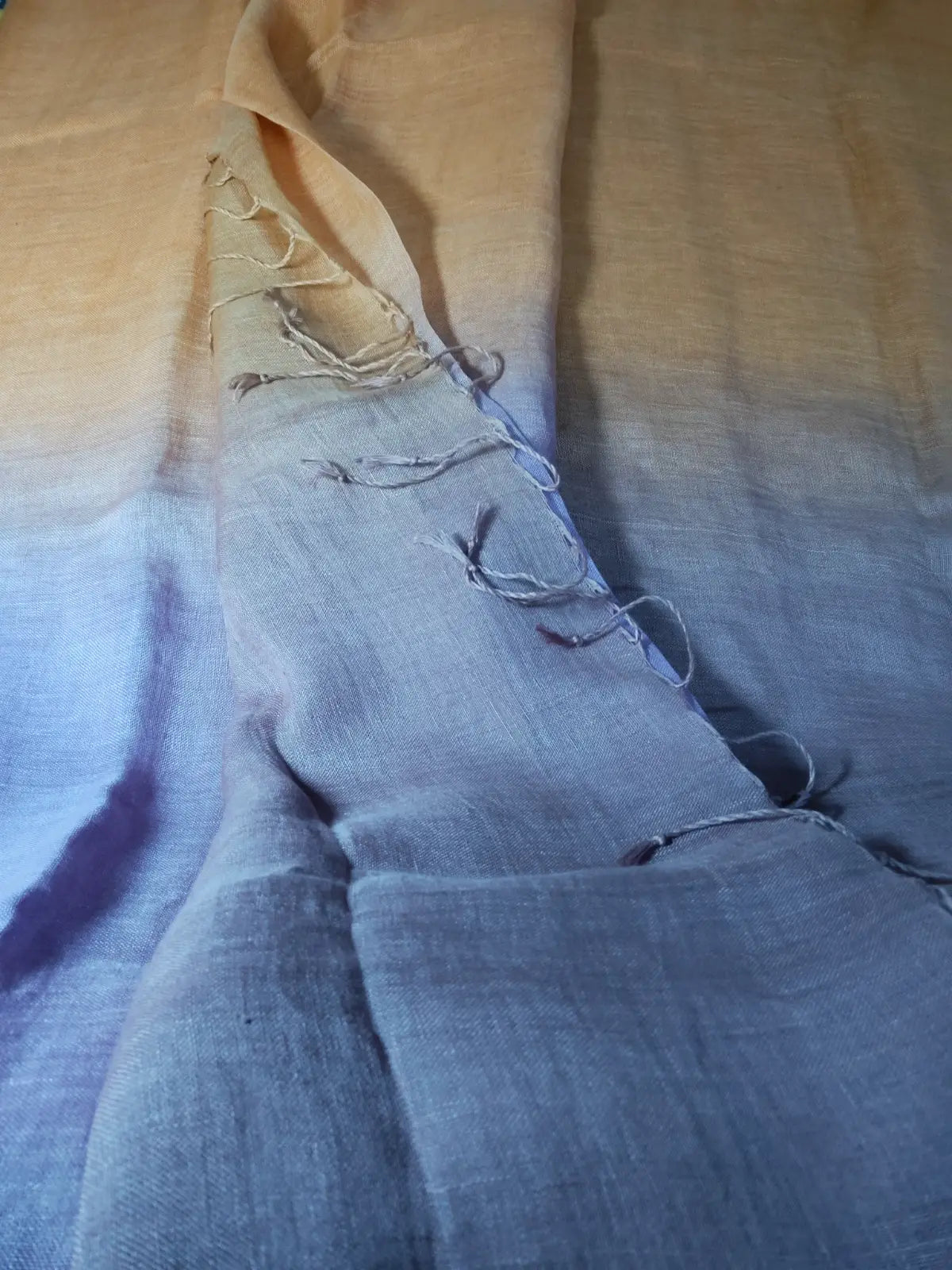 Orange & Purple Linen Saree