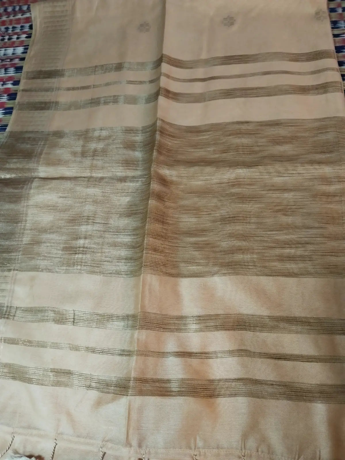 Pallu of Sandal Cotton Viscose Saree