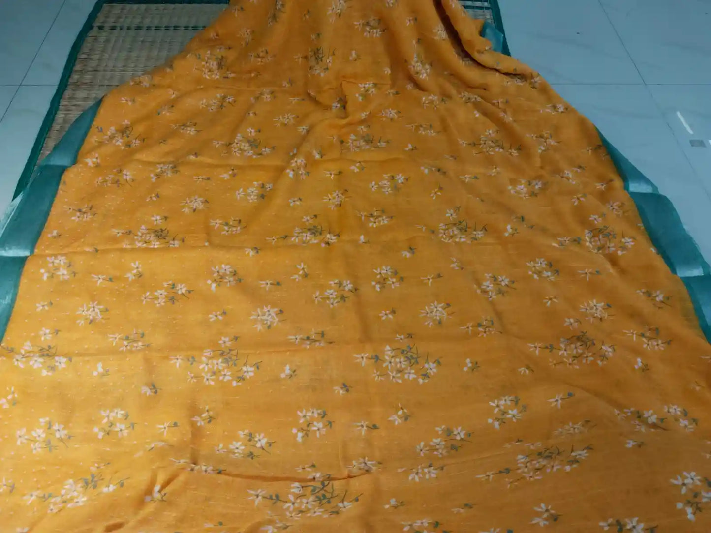 Orange Organic Linen Saree