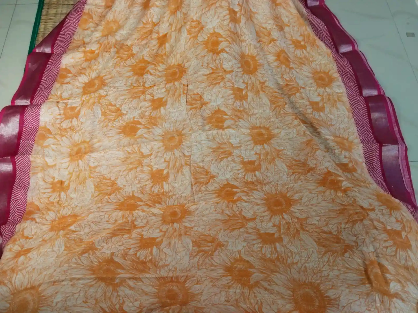Light Orange Cotton Saree