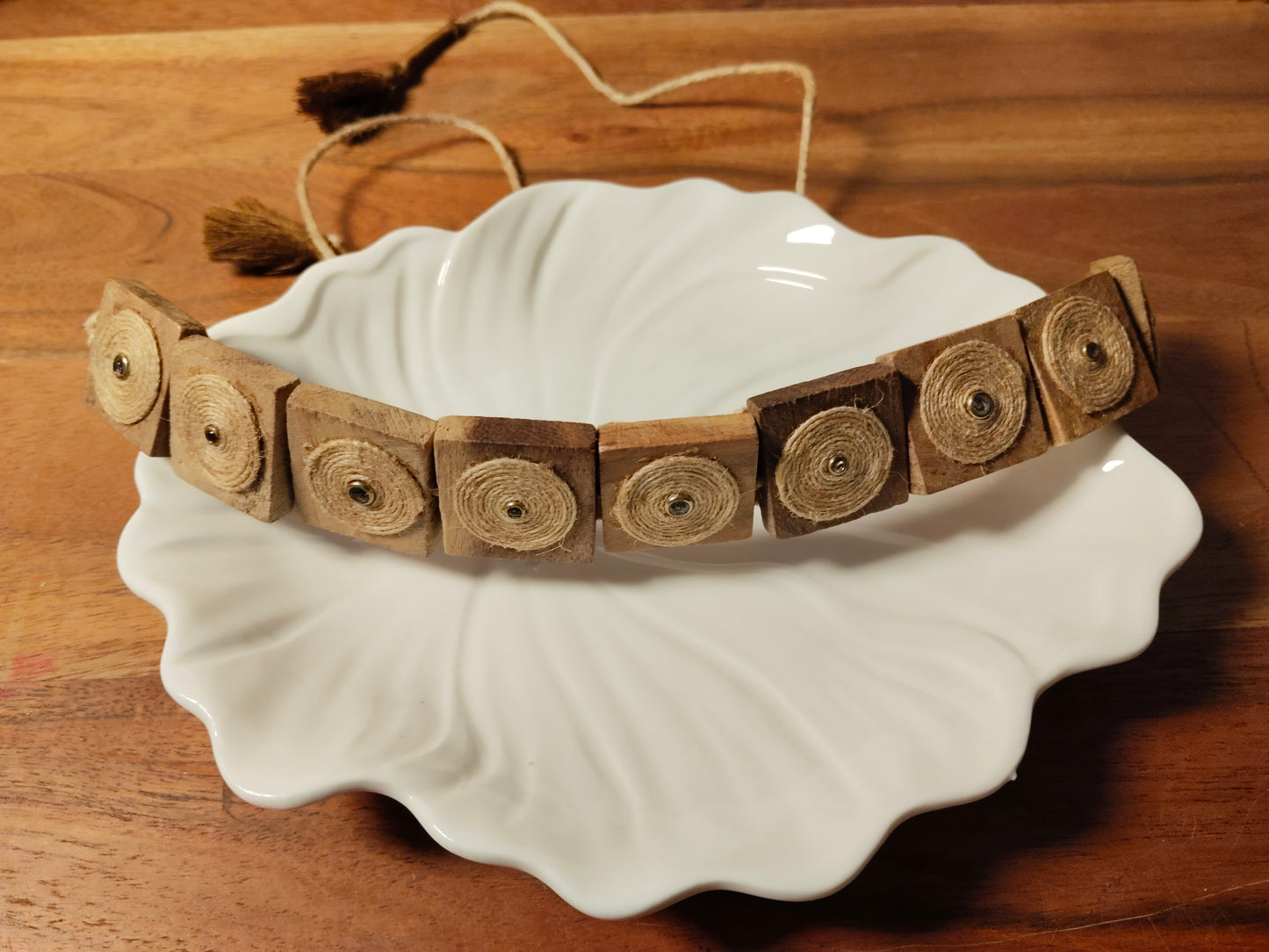 Square Wooden Blocks & Jute Handmade Choker