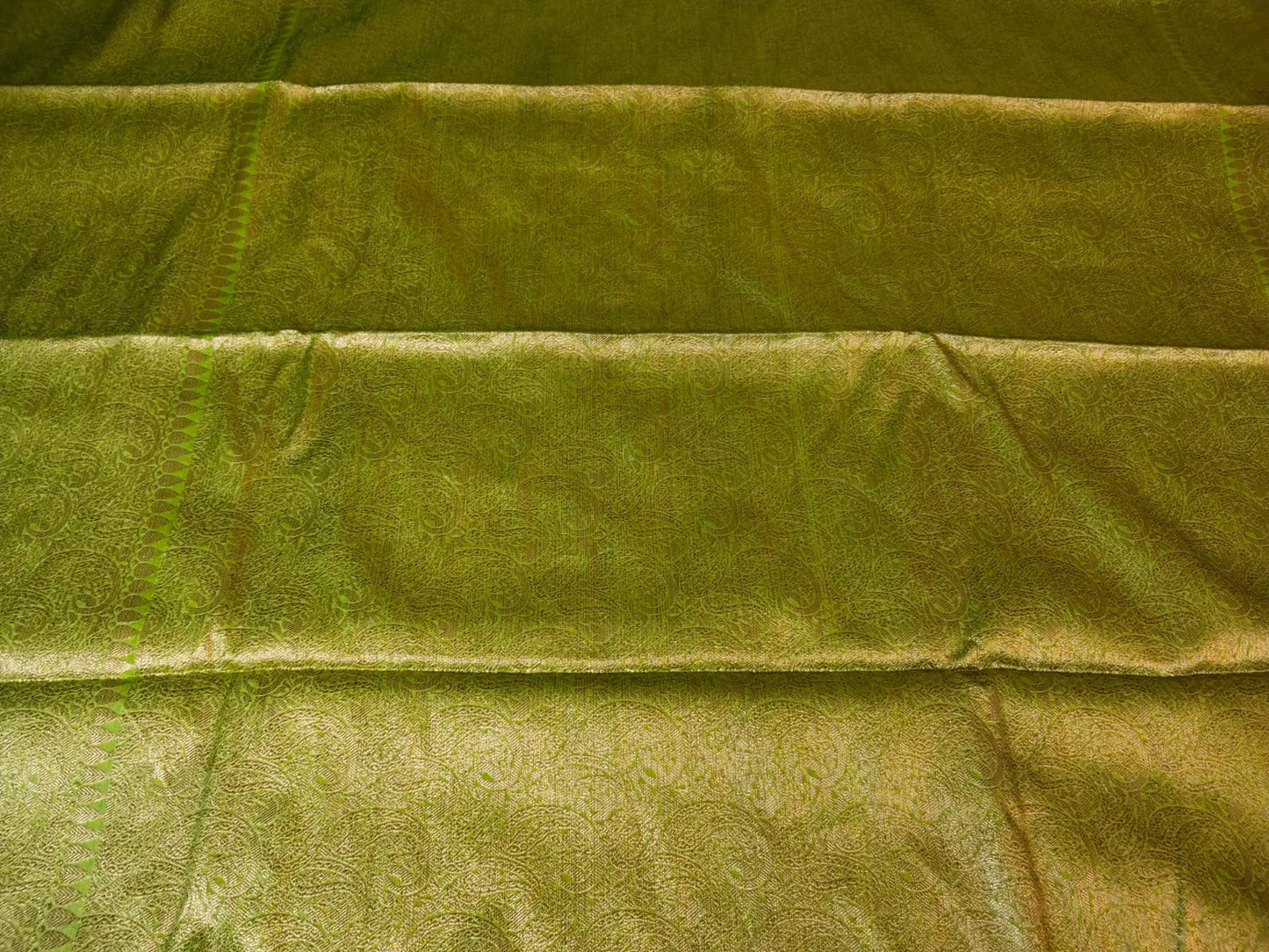 Pallu of Deep Green Handwoven Semi Silk Saree