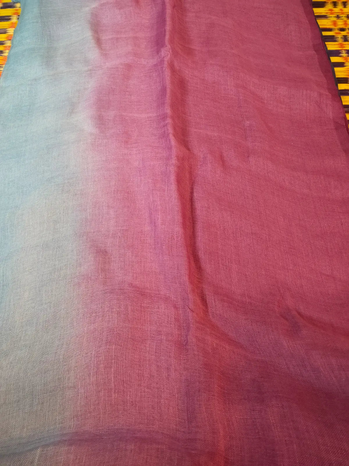 Magenta & Blue Linen Saree