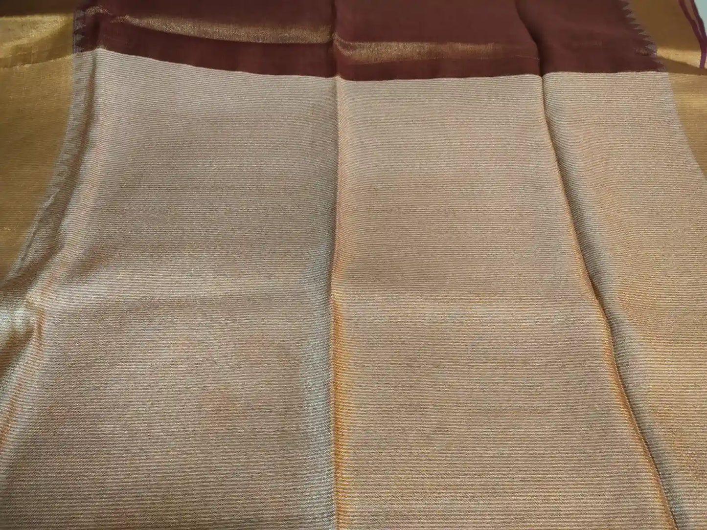 Pallu of Dark Pink Zari Linen Sare