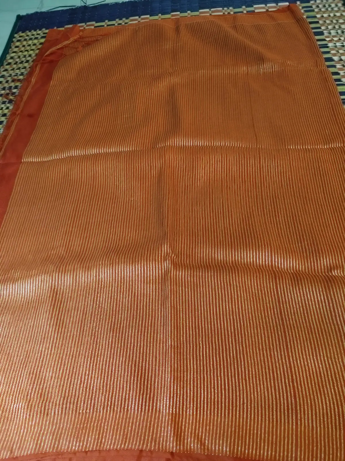 Pallu of Red & Gold Handwoven Linen Saree