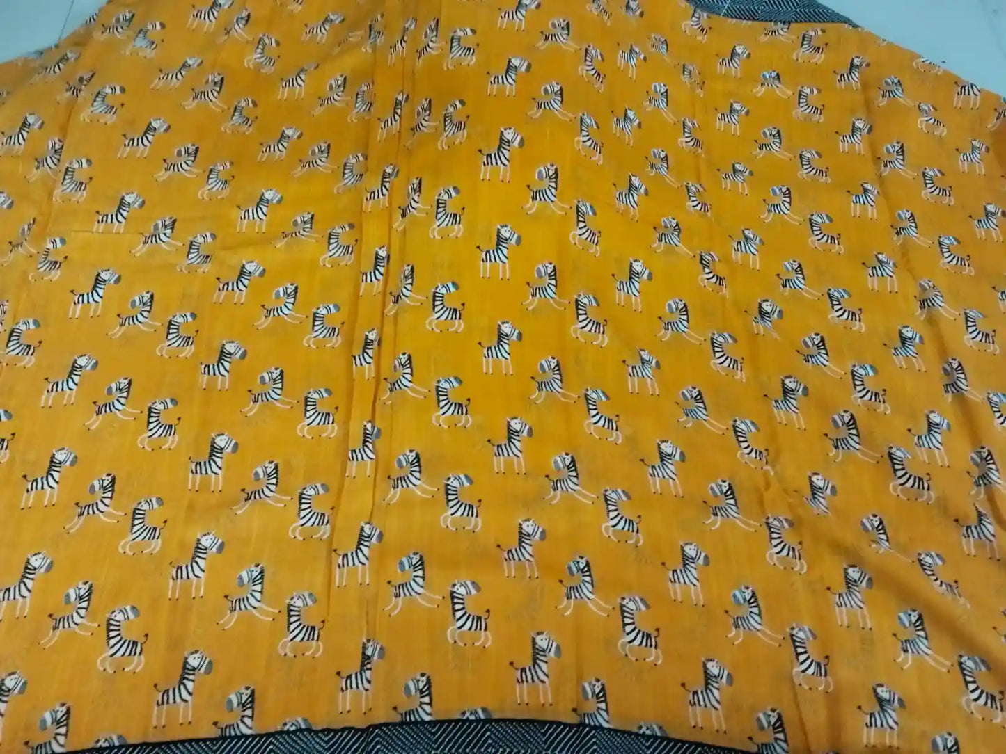 Orange & Black Cotton Saree