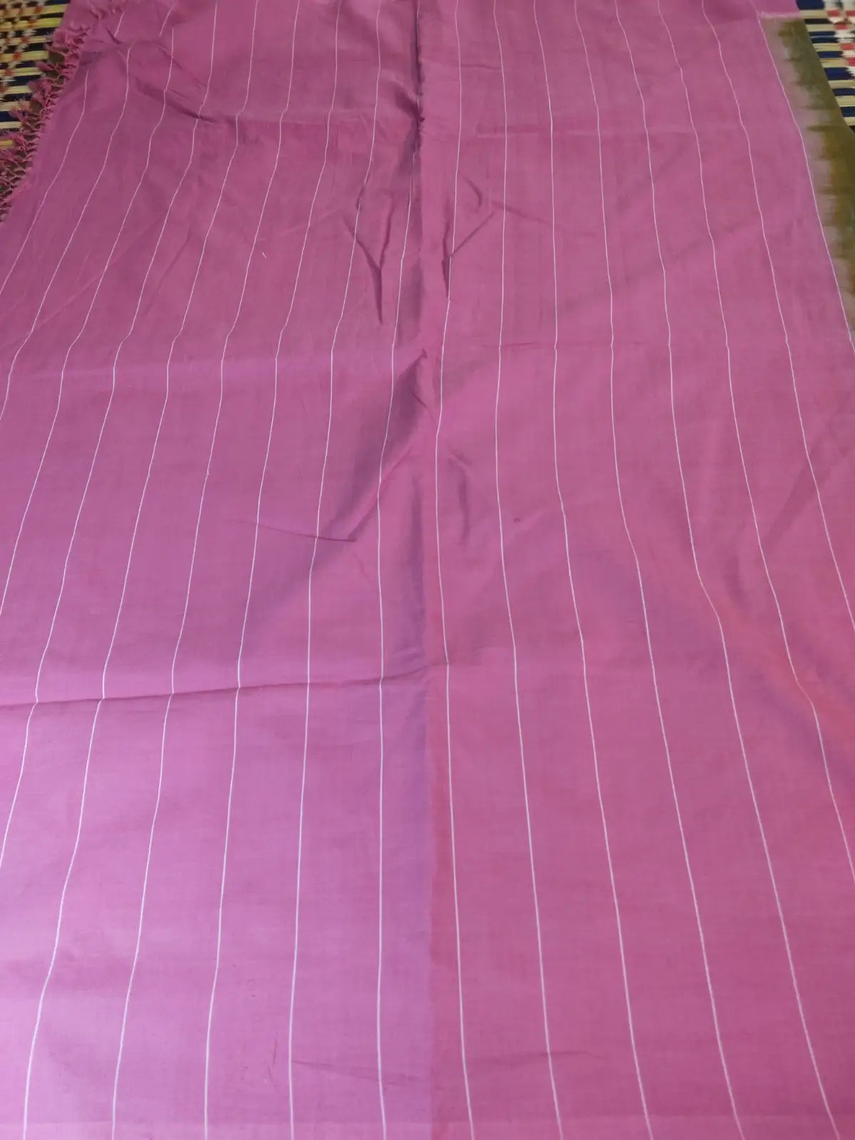 Pallu of Olive Green Handloom Cotton Saree