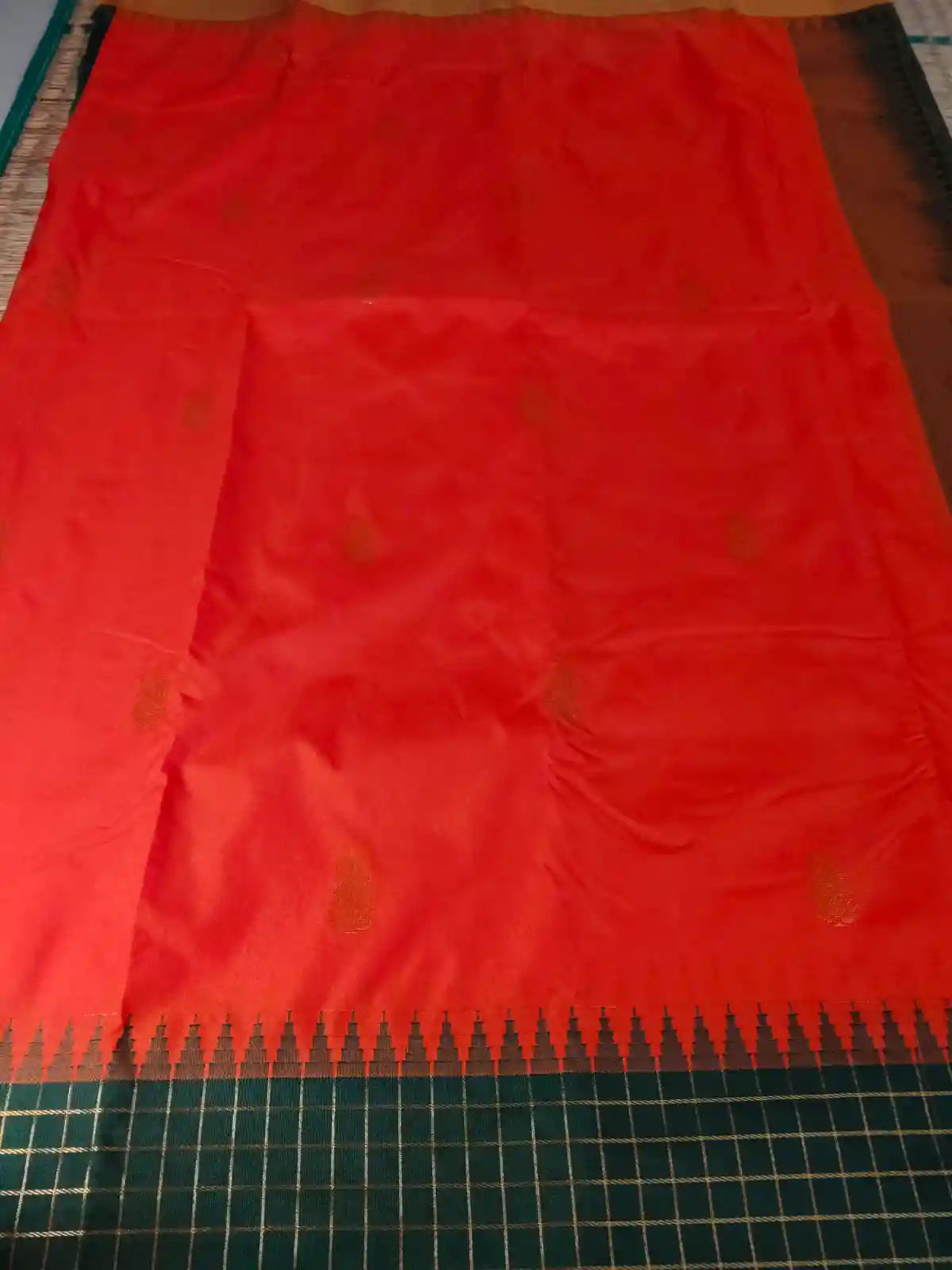 Orange Cotton Silk Saree