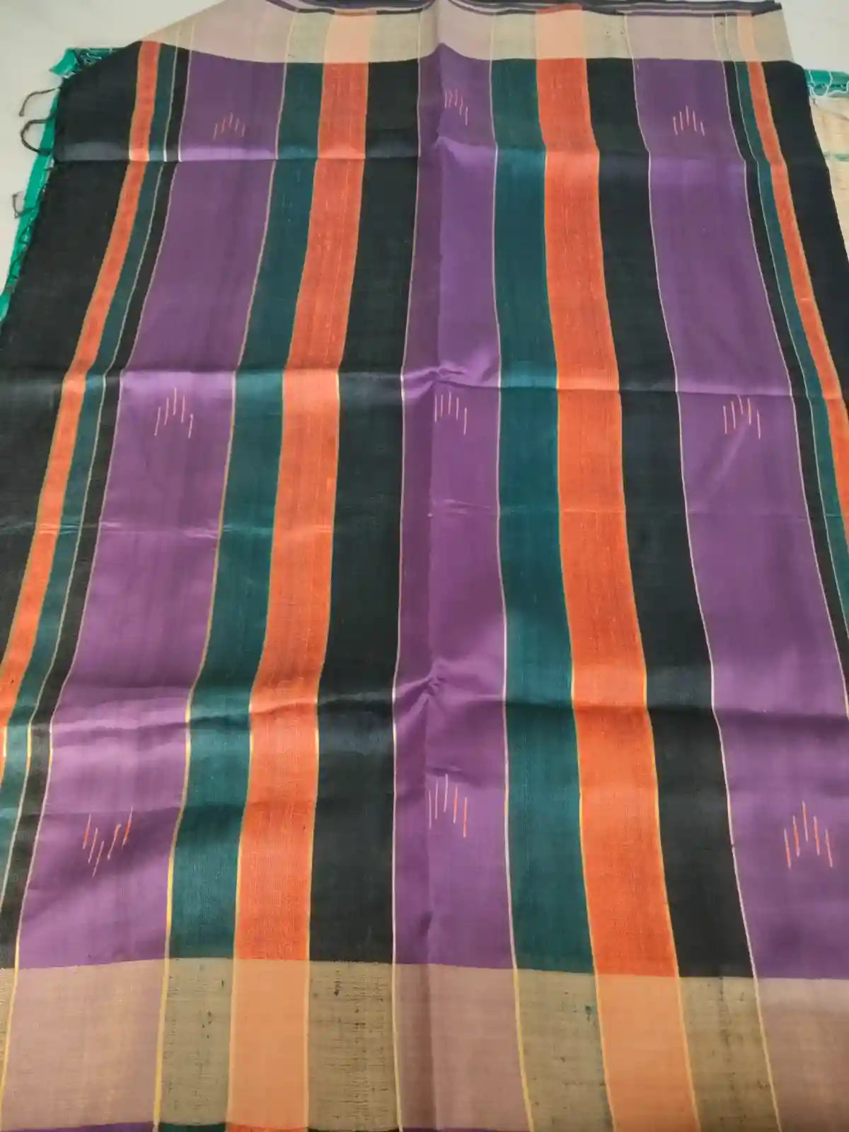 Pallu of Silver Tussar Dupion Silk Saree