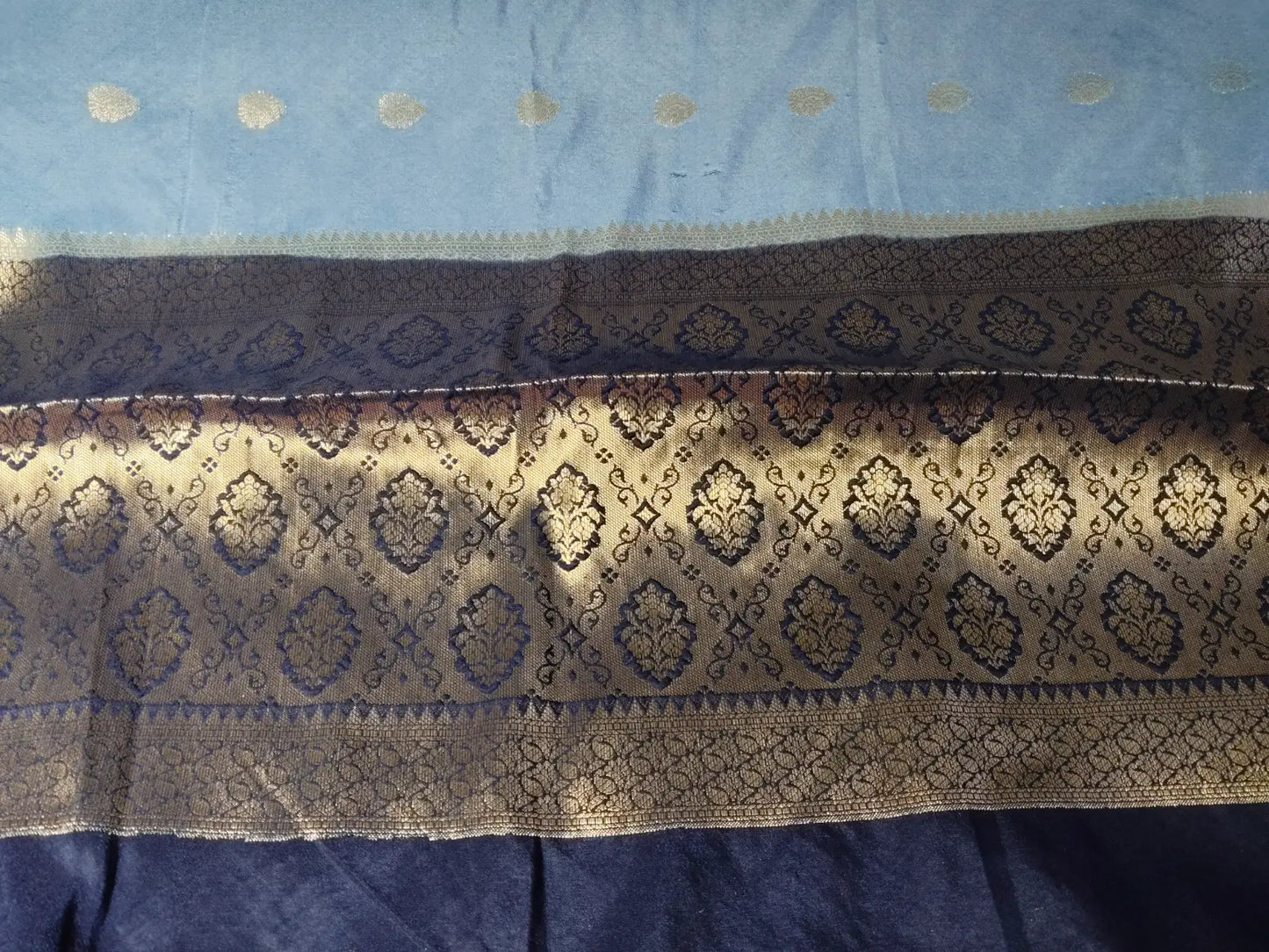 Blue Semi Silk Saree with Zari Buti