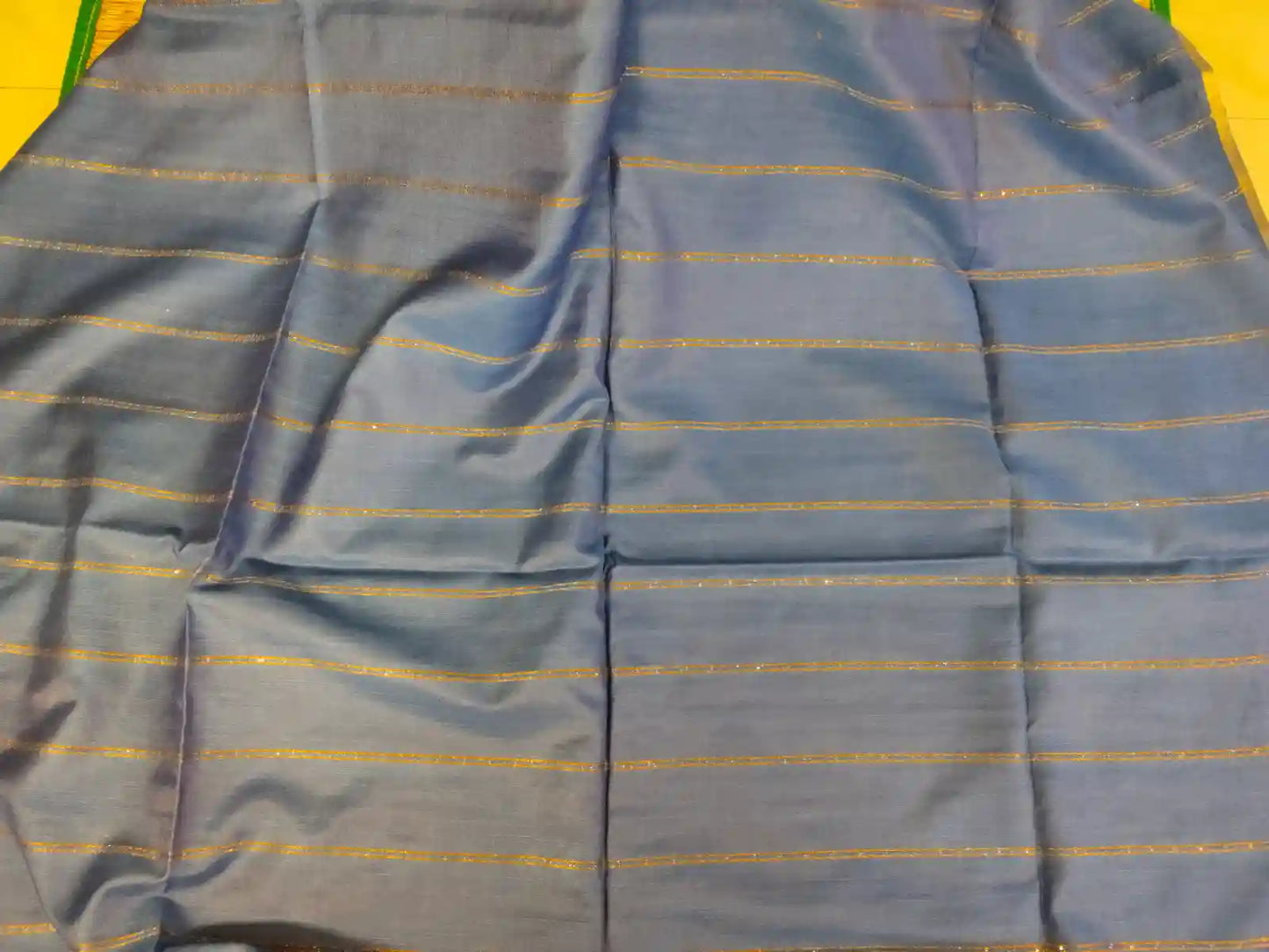 Pastel Blue & Orange Cotton Viscose Saree