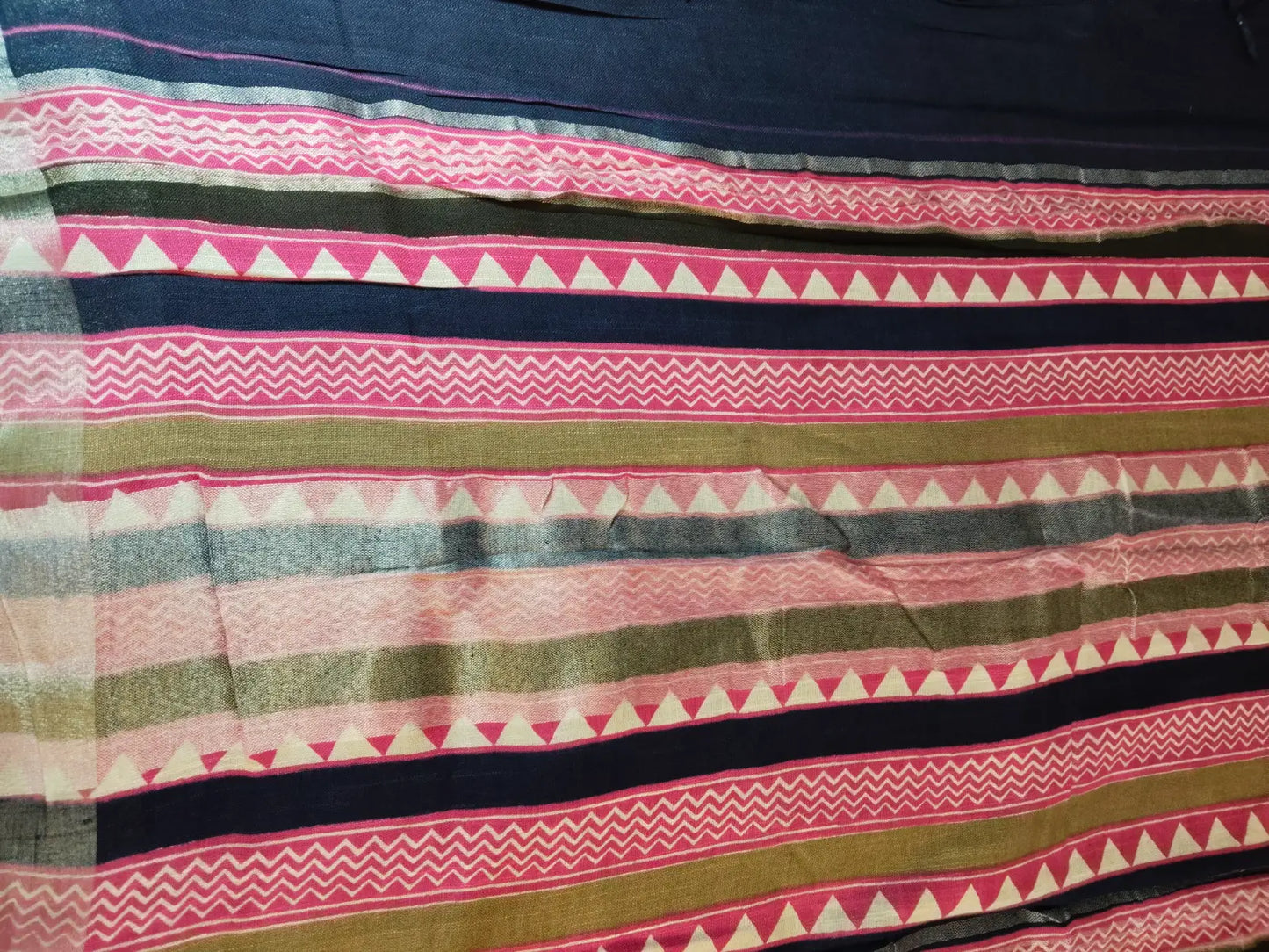 Pallu of Royal Blue Organic Linen Saree