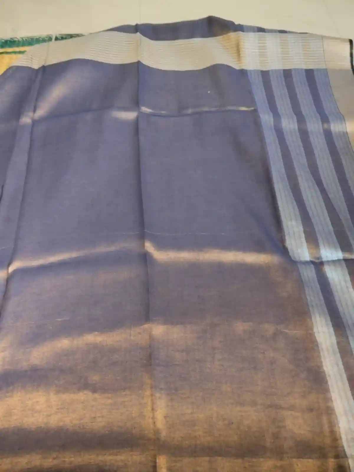 Metallic Blue Zari Linen Saree