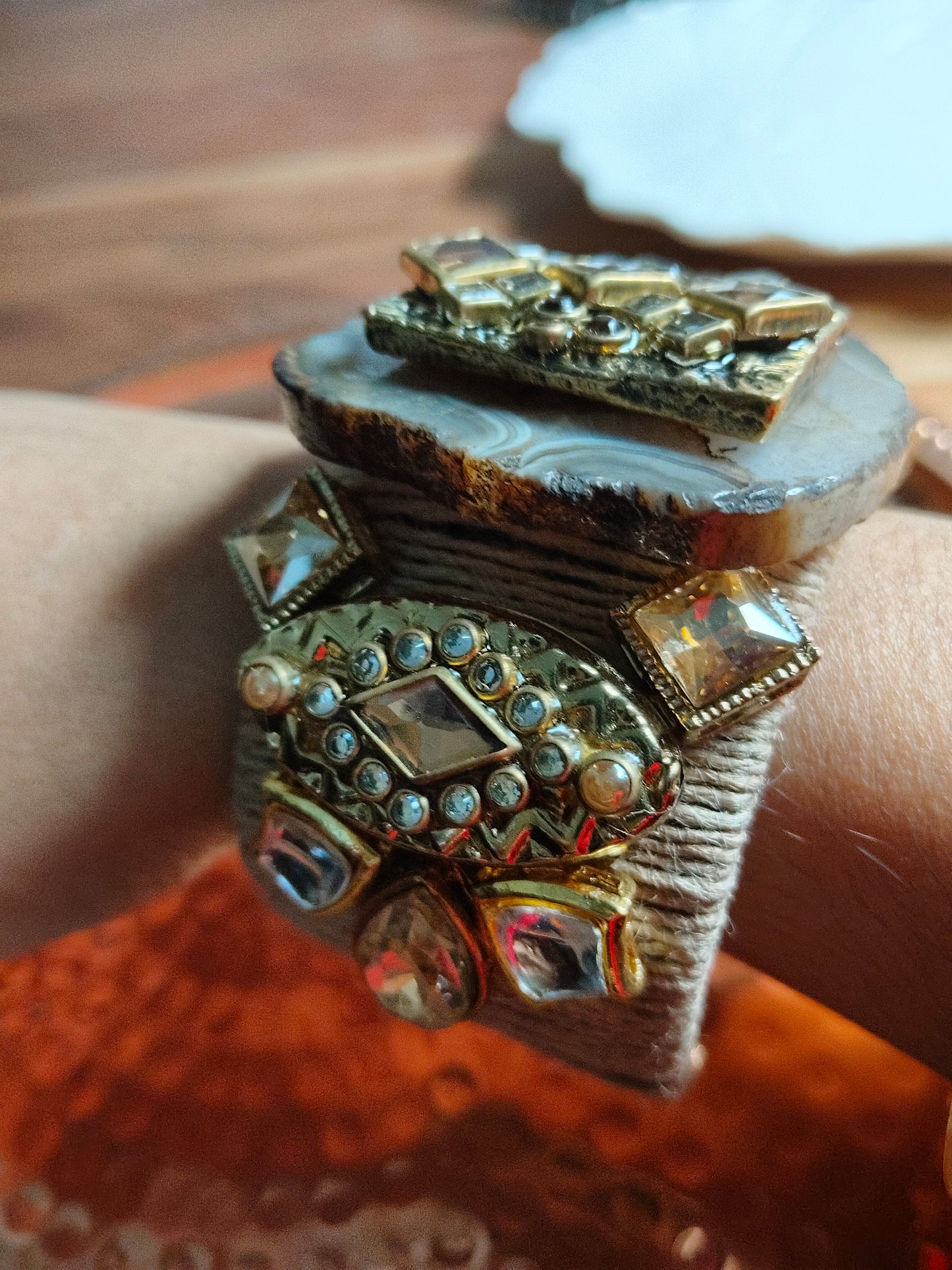 Brown Stones & Jute Handcuff