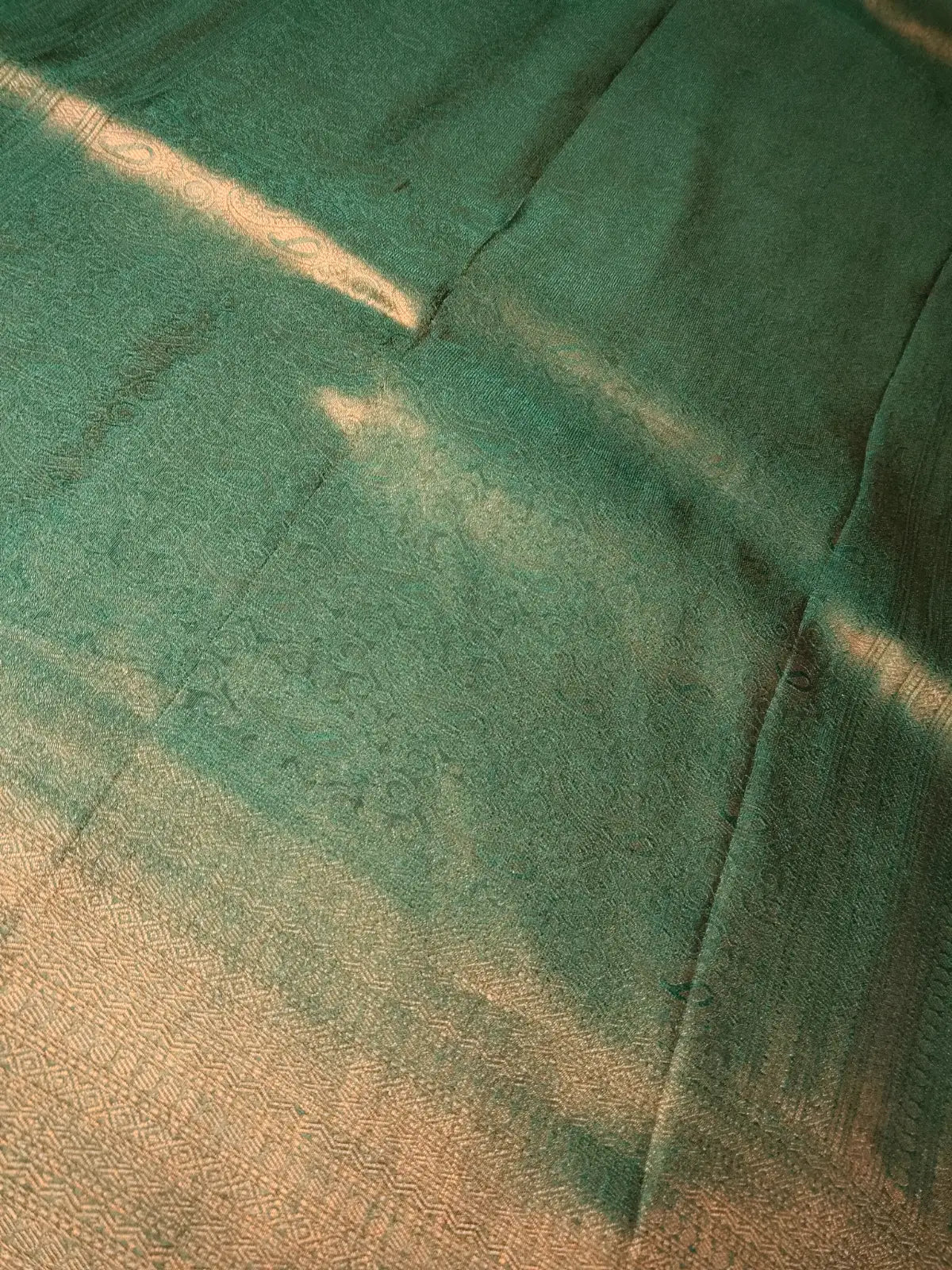 Pallu of Green Soft Silk Saree with Copper Zari Work