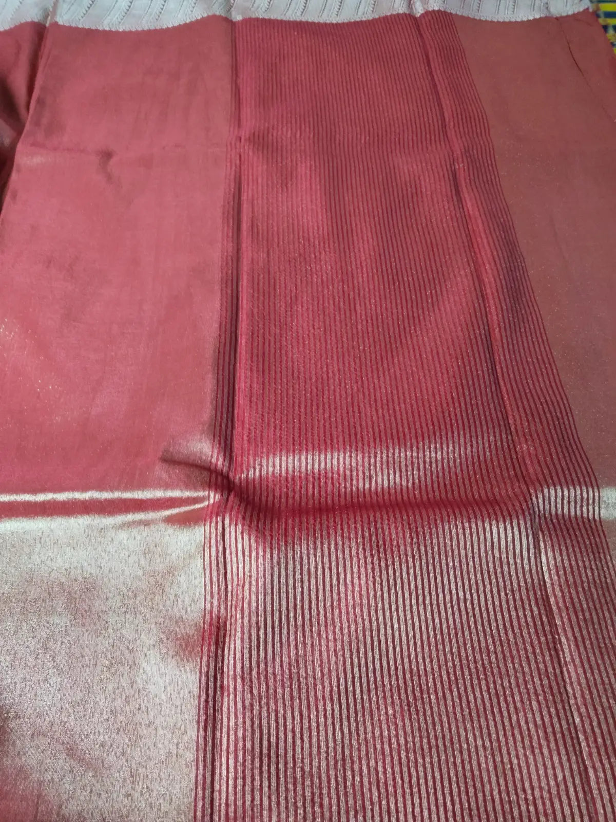 Blouse of Wine Handwoven Tissue Saree