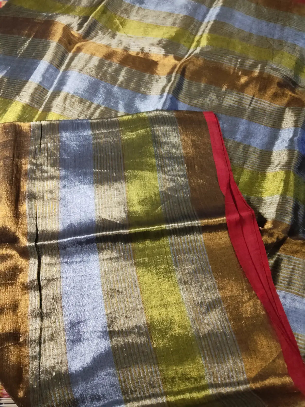 Silver, Green & Copper Tissue Saree