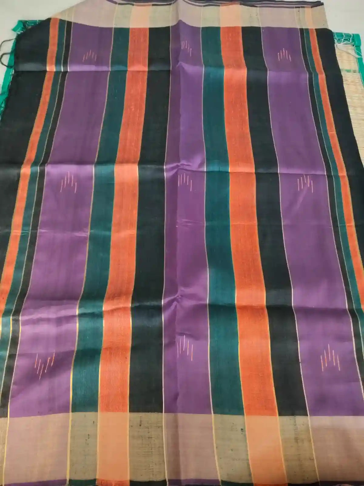 Pallu of Black Tussar Dupion Silk Saree