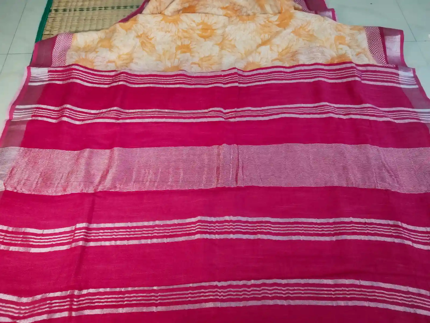 Pallu of Light Orange Cotton Saree