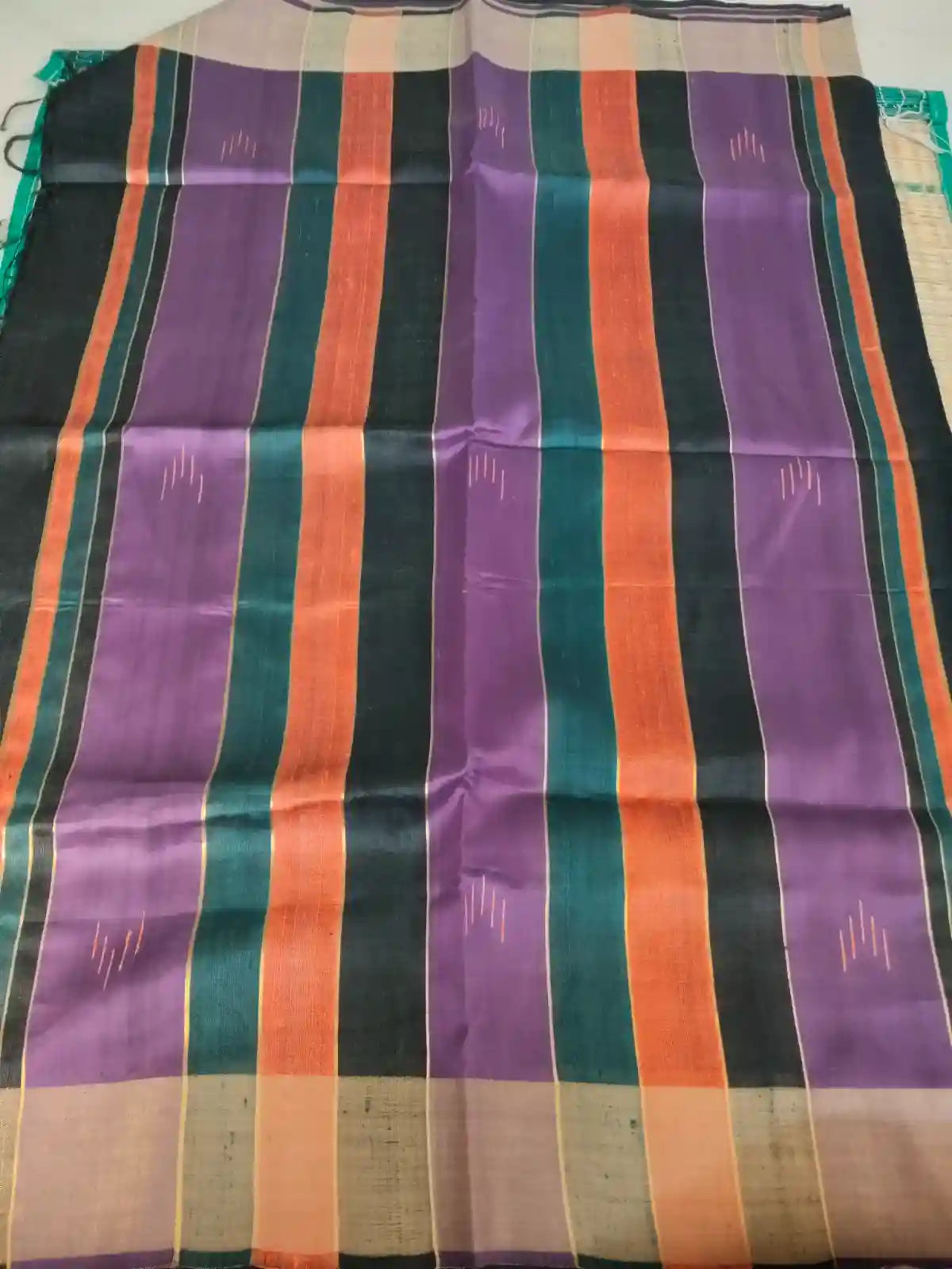 Pallu of Silver Tussar Dupion Silk Saree