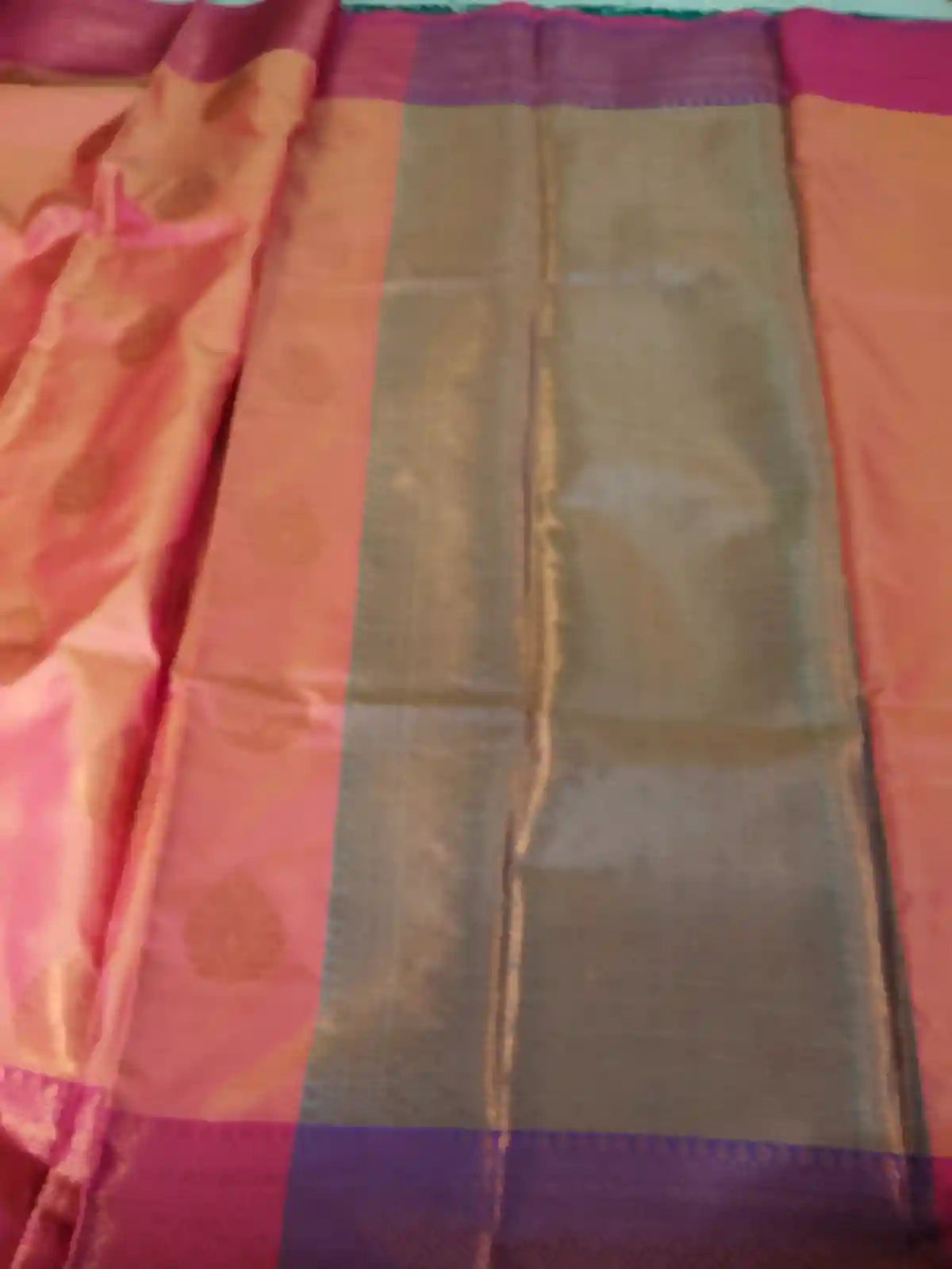 Pallu of Orange Semi Silk Saree
