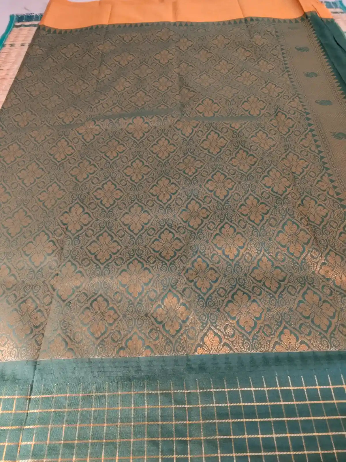 Pallu of Orange Cotton Silk Saree