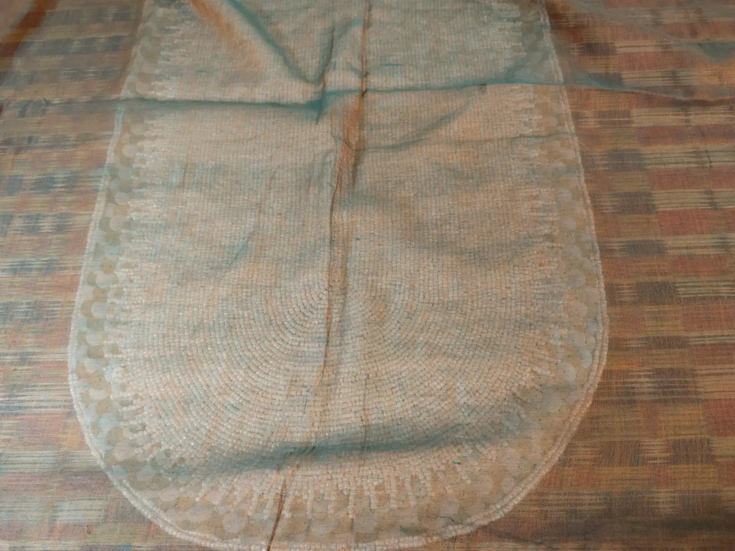 Blouse of Brown Dual Tone Mul Cotton Saree with Kantha Embroidery