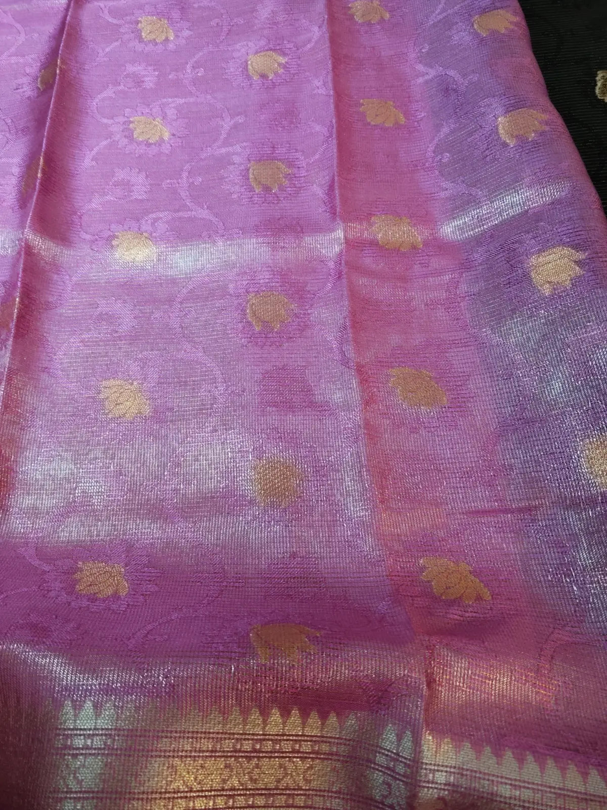 Blouse of Black & Pink Handwoven Semi Silk Saree