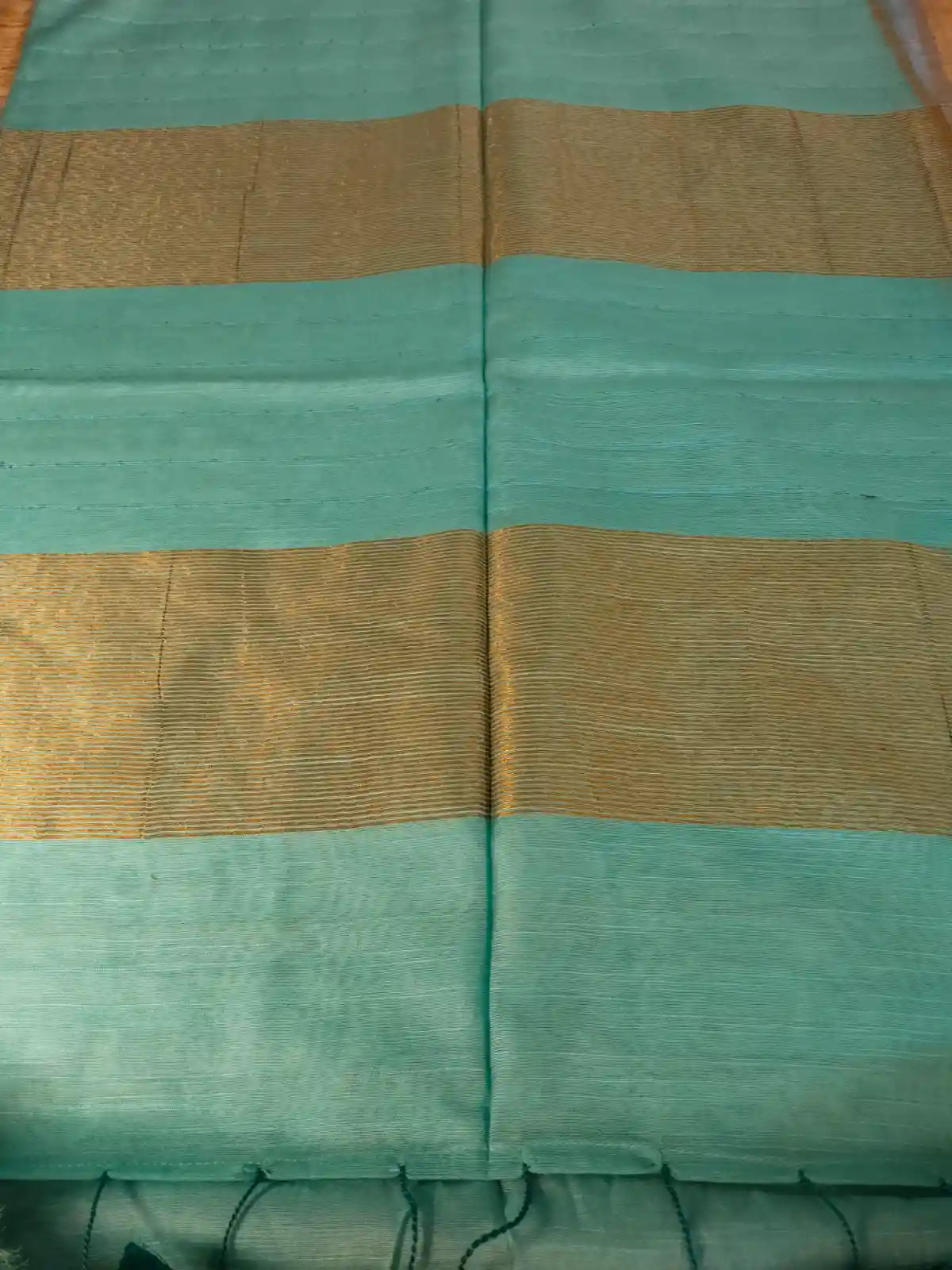 Pallu of Sea Green Cotton Viscose Saree