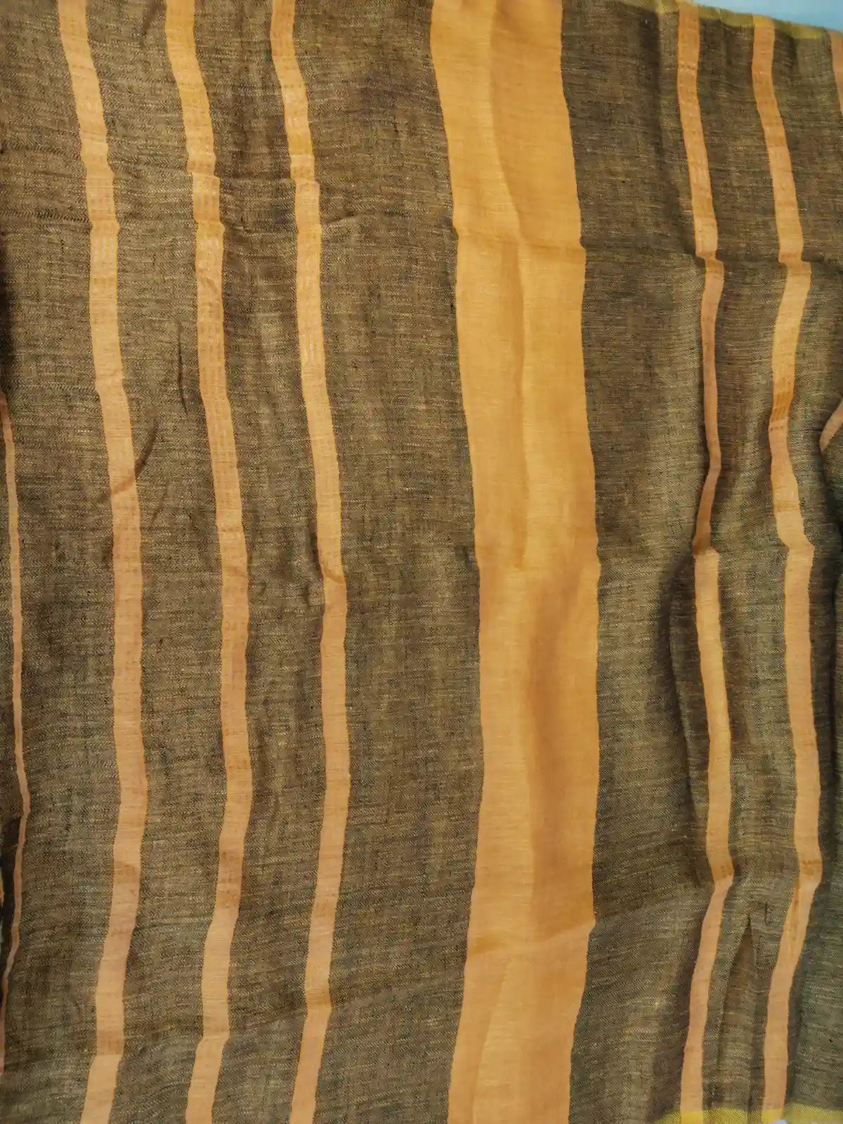 Pallu of Mustard Yellow Jute Silk Saree