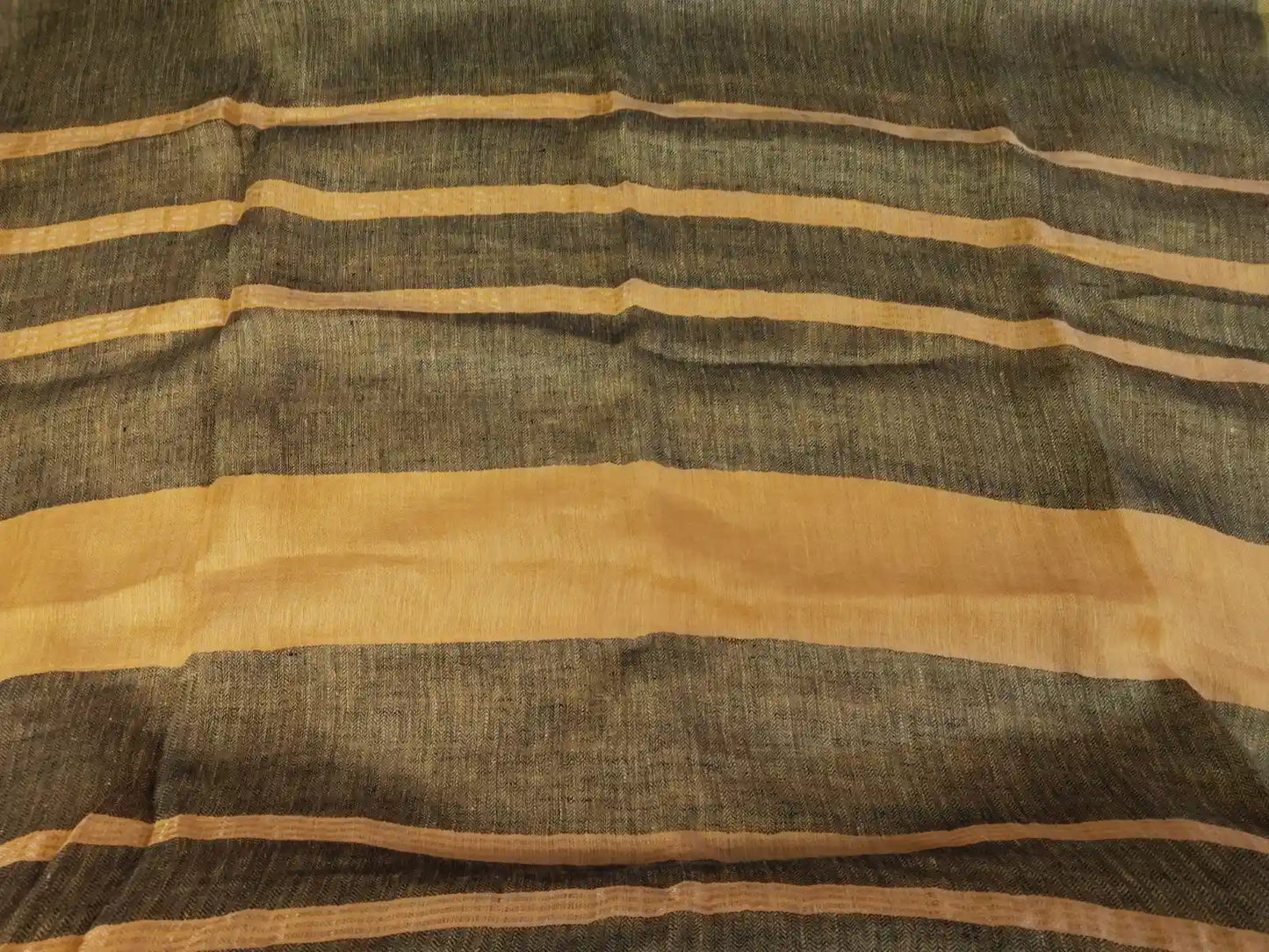 Pallu of Mustard Yellow Jute Silk Saree