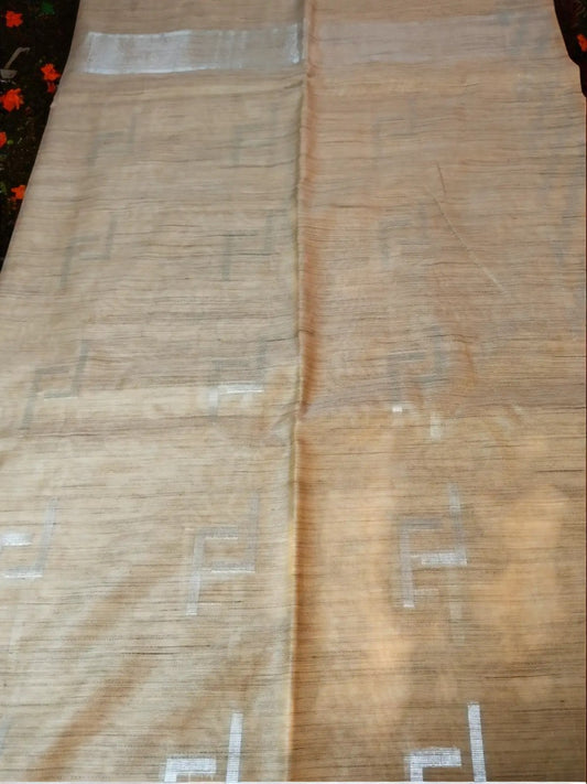 Beige Cotton Viscose Saree