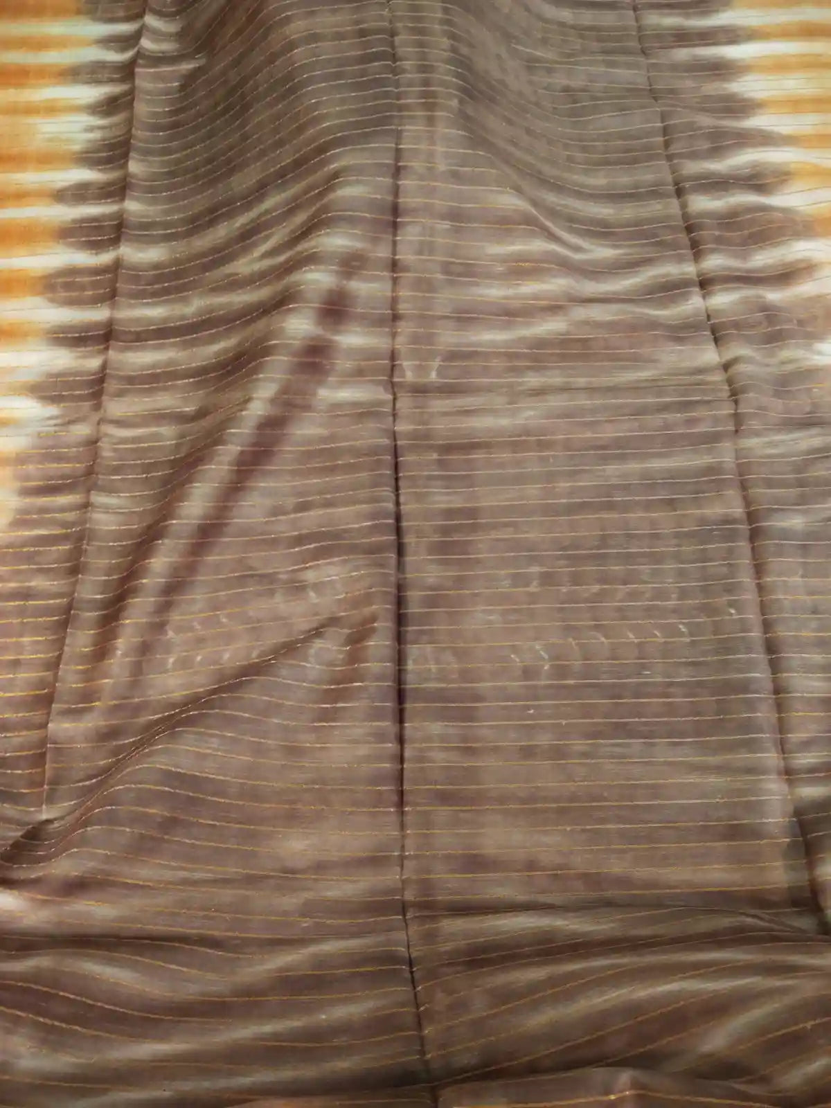 Brown & Beige Cotton Silk Saree